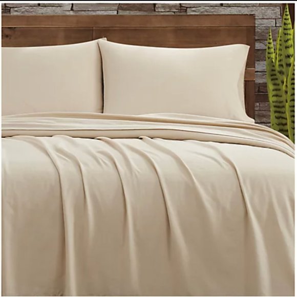 FRYE Linen Cotton Blend Beige TWIN Sheet Set 3PC - Picture 3 of 8